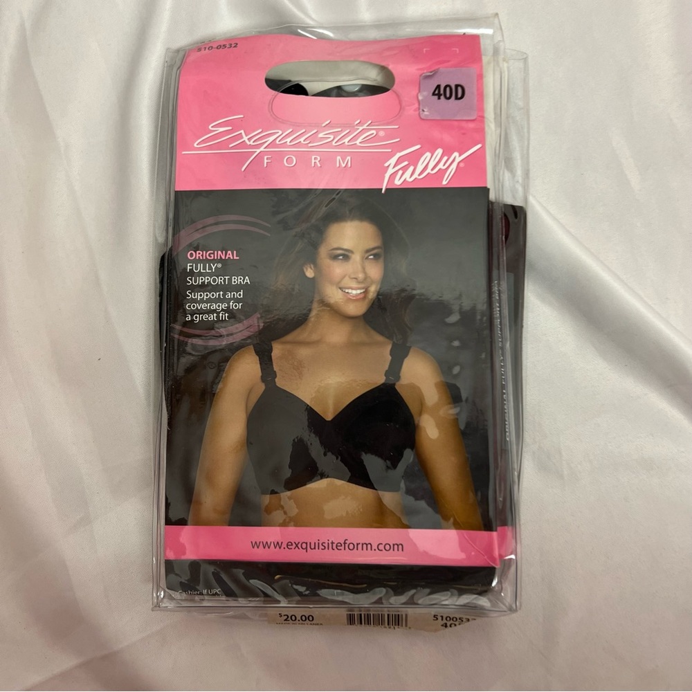 Exquisite Form Fully Support Bra Black Color, size 40D NWT
